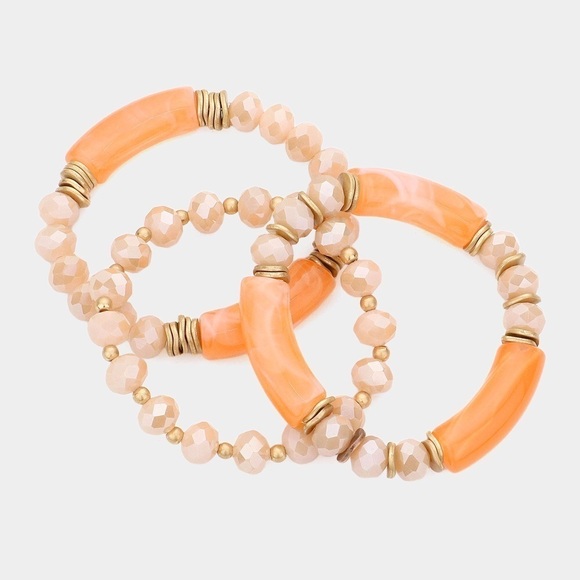 Jewelry - Multi Faceted Beads Stretch 3 pc